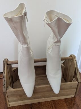 Nasty Gal Cream Pointed Toe Ankle Boots
